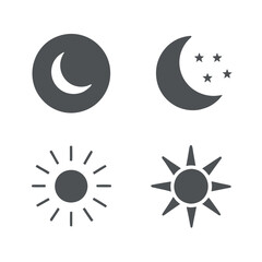 Simple Sun and Moon Vector Icons with Clean Lines