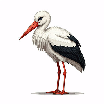 recommend clip art: white stork bird illustration on white background