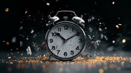 Exploding Alarm Clock Time Concept