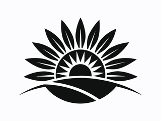 A minimalistic logo symbolizing the sunrise in the form of a sunflower I.eps