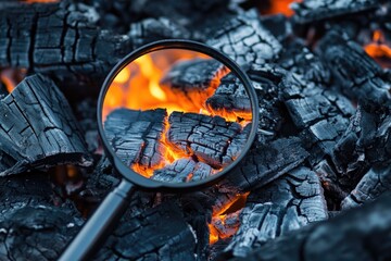 Magnifying Glass Over Charcoal