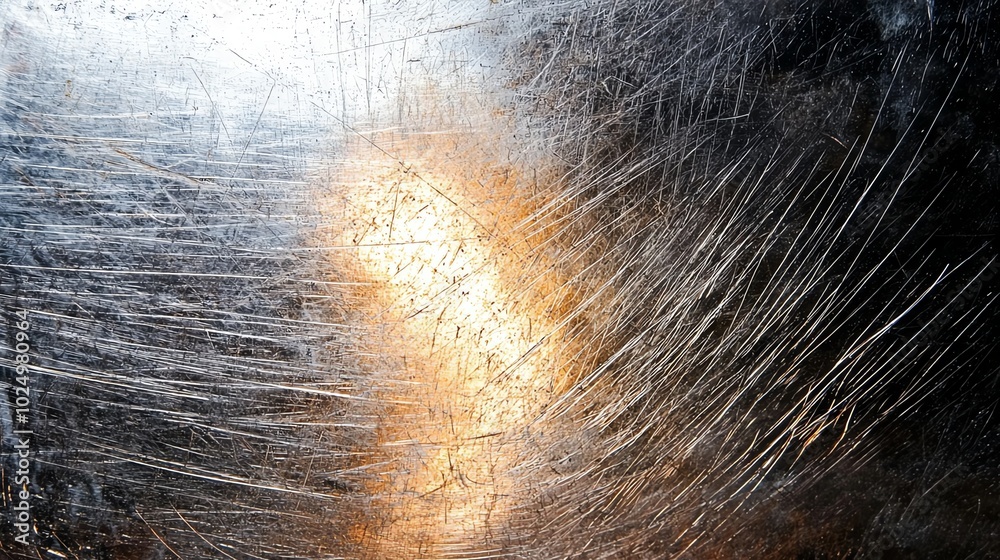 Poster abstract texture with light, scratched surface, dark background.
