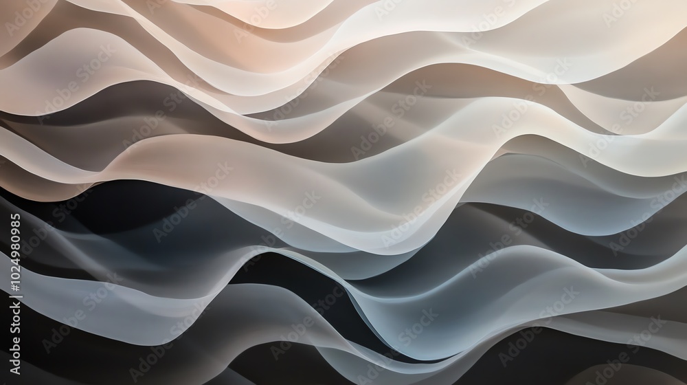 Poster Abstract wave design with soft gradients and flowing lines.