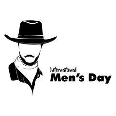 Line art vector design with a cowboy style man for international men's day