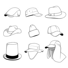 Templates of various hat models from various regions for design templates on International Men's Day