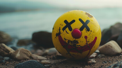 Obraz premium dead smiley face, smiley with crossed out eyes