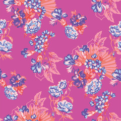 botanical floral vector seamless pattern with roses herbs and leaves big set background with flowers