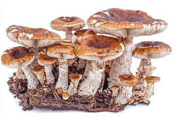 Mushrooms in the forest , isolated on white background,  , copy space for text,