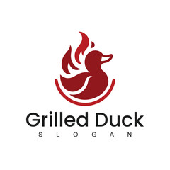 Grilled Duck logo design culinary label template idea