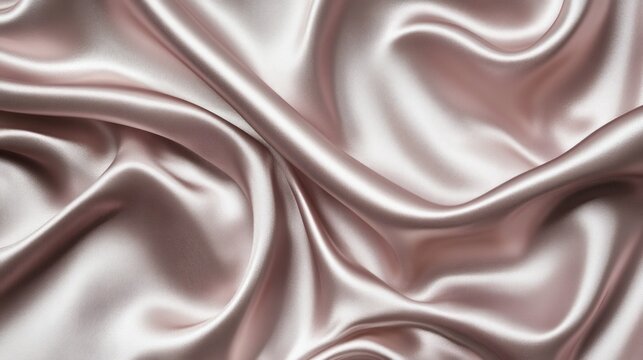 A smooth, lustrous fabric with gentle folds, showcasing a soft pink hue.