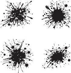 Set of splatter paint texture vector art illustration