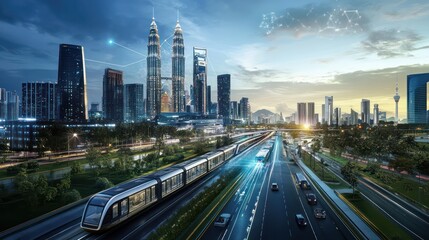 Obraz premium Develop Qatar smart city infrastructure with integrated transportation system