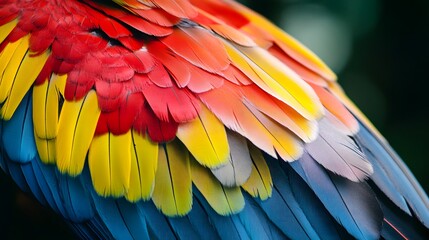 Fototapeta premium Colorful Parrot Feathers Close Up Macro Photography