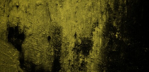 long background is yellow, Rough blank wall painted by bright yellow paint as texture background or backdrop