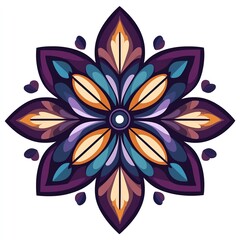 A vibrant, symmetrical floral design featuring bold colors and intricate patterns, perfect for decoration or artistic inspiration.