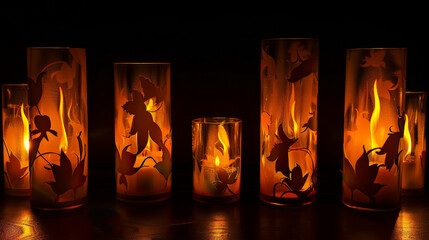 Naklejka premium burning candles on a dark background