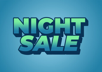 Night sale. Text effect design in 3D look with eye catching colors