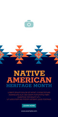 Native American Heritage Month. Banner vector design with ornament geometric for greeting, advertising, promotion, campaign.