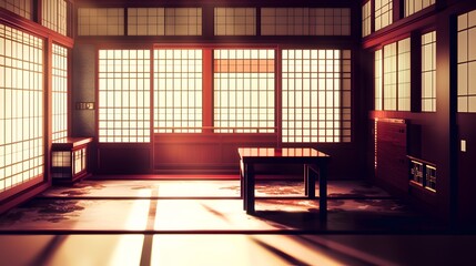 Minimalist and Contemporary Japanese House Design with Large Windows Sleek Furniture and Natural Wood Accents Isolated on Clean Background