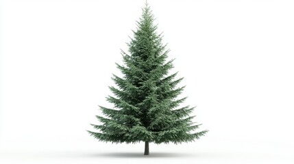 Fototapeta premium Majestic green fir tree, standing tall and isolated on a clean white background, ideal for holiday or nature visuals