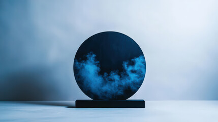 Captivating blue circle painting featuring minimalist design with nightcore inspired aesthetic. artwork evokes sense of calm and intrigue