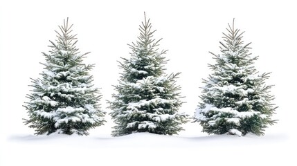 Obraz premium Isolated Winter Christmas Trees, AI generated illustration.