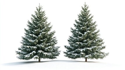 Fototapeta premium Isolated Winter Christmas Trees, AI generated illustration.