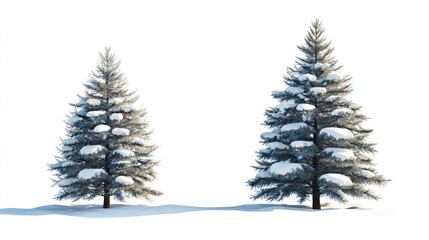 Obraz premium Isolated Winter Christmas Trees, AI generated illustration.
