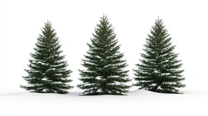 Obraz premium Isolated Winter Christmas Trees, AI generated illustration.