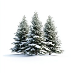 Obraz premium Isolated Winter Christmas Trees, AI generated illustration.