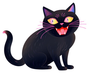 Obraz premium PNG Colorful, animated, black cat illustration
