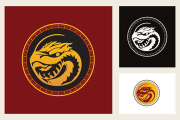 Chinese Dragon Snake Monster Myth Mascot Badge