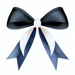 modern Christmas bow in minimalist style, featuring elegant black and white ribbons that create sophisticated look. Perfect for festive decorations and gift wrapping
