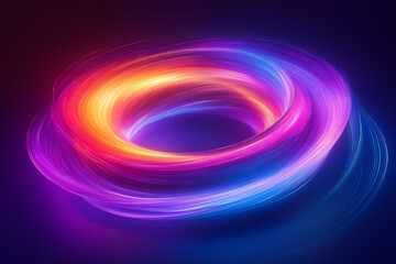 Futuristic Abstract Neon Light Rings: 3D Rotating Ribbons in Vibrant Colors with Dynamic Motion and Glowing Effects - Powered by Adobe