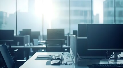 Spacious and Modern Coworking Office with Shared Workstations and Contemporary Design Elements  Ideal for Startups Freelancers and Collaborative Teams