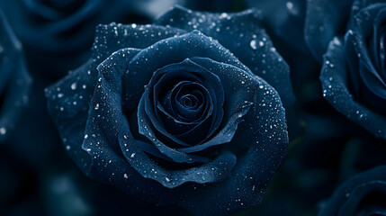 blue rose with drops