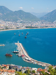 Alanya harbour with pirate ships
