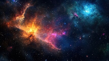 Fototapeta premium Vibrant Cosmic Nebula in Deep Space with Stars and Galaxies, Ai Generation