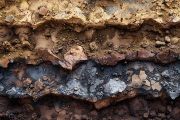 Fototapeta premium Earths soil layers color texture background.