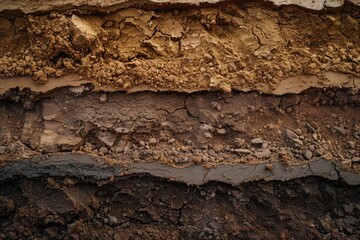 Earths soil layers  color  texture  background.
