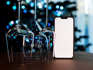 Dry January. Non alcoholic month  concept after holidays. Modern technologies social networks and applications. 