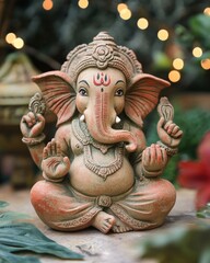 Fototapeta premium An eco-friendly idol of Lord Ganesha crafted from biodegradable clay