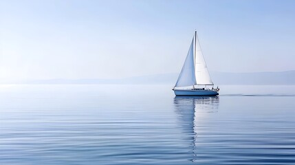 Obraz premium Majestic luxury yacht gliding effortlessly across the tranquil open ocean with the sun s warm glow reflecting off the glistening water surface