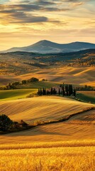 Fototapeta premium Serene Countryside Landscape at Sunset