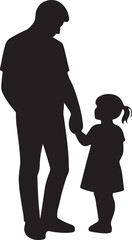 silhouette of father and daughter vector art illustration isolated on transparent background