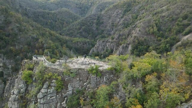 Drone flight over the Rosstrappe at the Hexentanzplatz in the Harz
