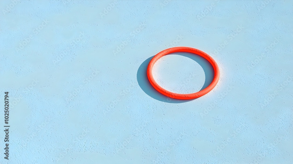 Poster 3d retro hula hoop prop on floor with shadows viewed from above perspective capturing geometric circ