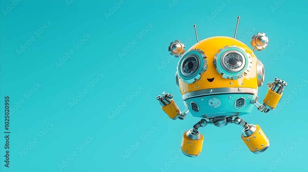Leinwandbilder a captivating 3d render of a retro inspired wind up robot featuring a shiny metallic surface intrica