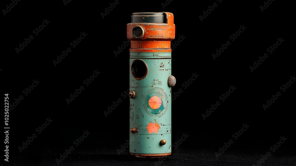 Poster Captivating 3D render of a vintage style kaleidoscope showcasing intricate engraved patterns and a mesmerizing display of rainbow hued reflections