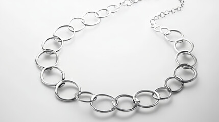 Obraz premium Silver necklace isolated on white background